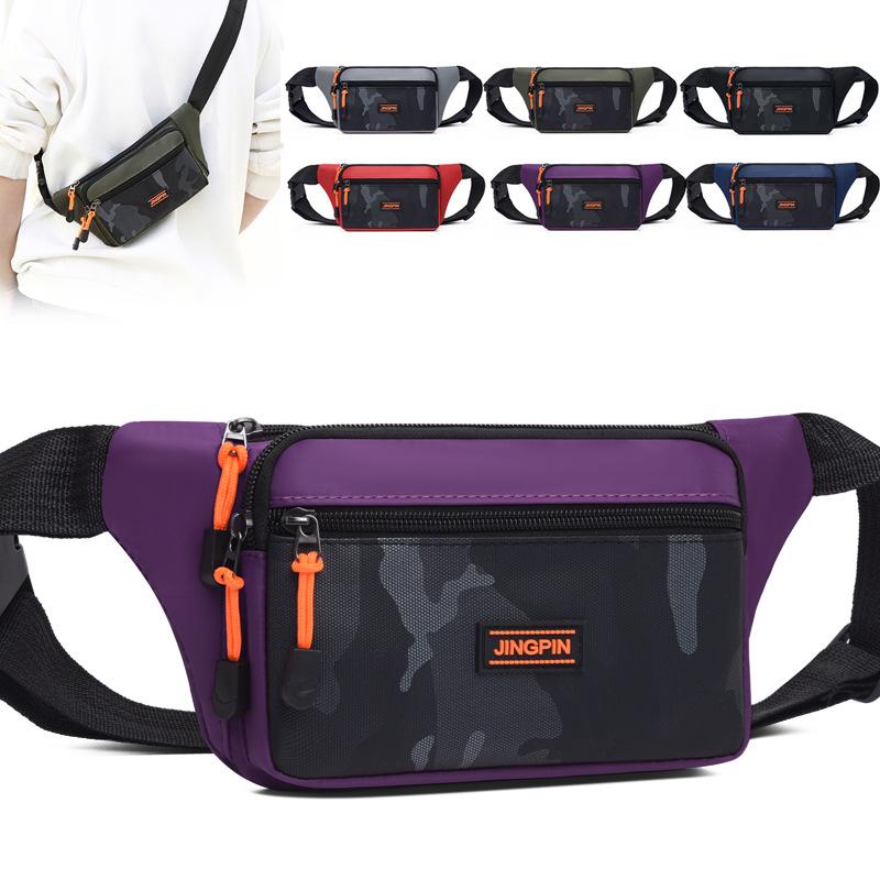 Men's fanny pack, multi-compartment mobile phone bag, fashionable and casual, large-capacity water-proof work change men's bag