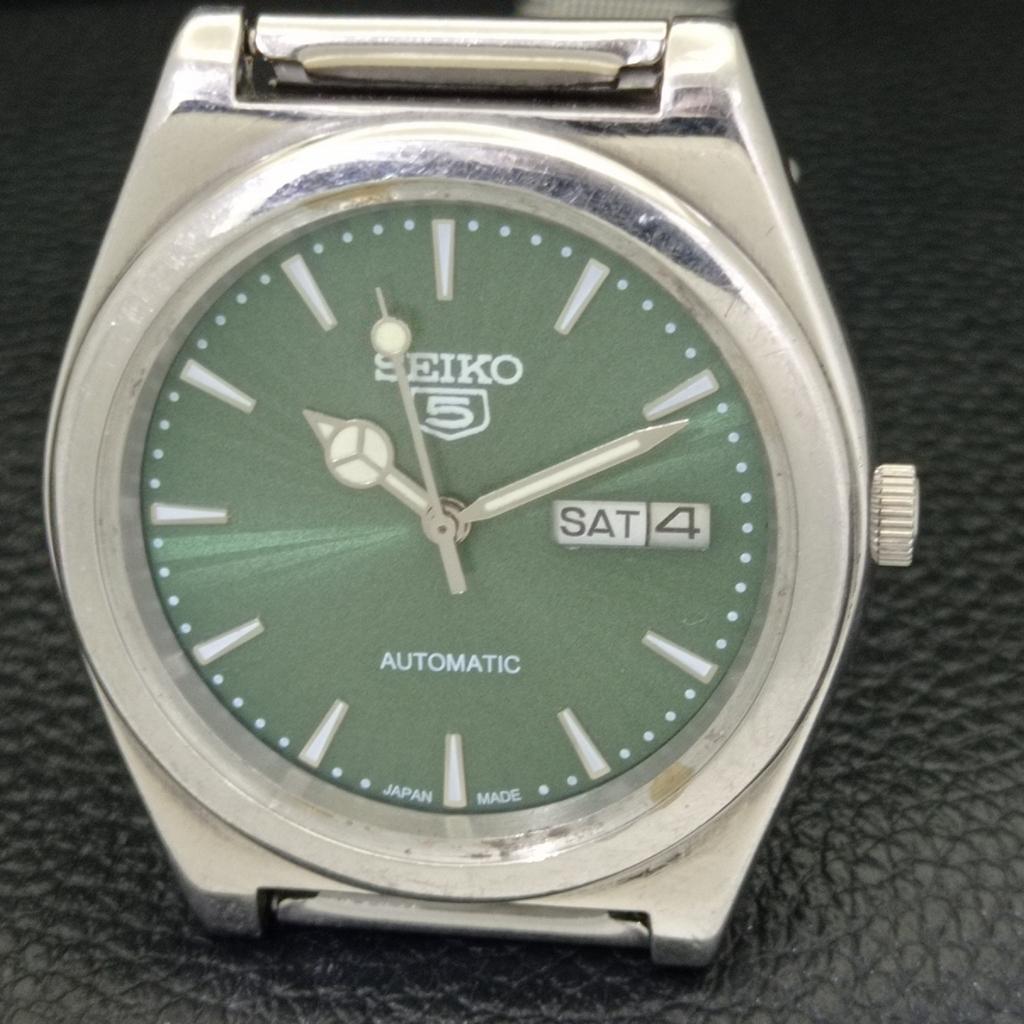 AUTOMATIC VINTAGE SEIKO 5 JAPAN 6309A MENS GREEN COLOR DIAL WATCH A701311-5 R206a-a701311