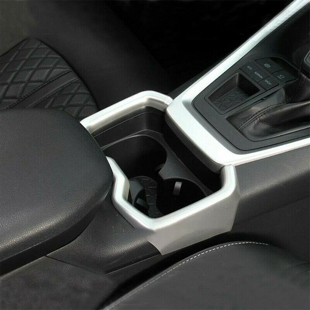 Silver Interior Water Cup Holder Frame Cover Trim Fit For Toyota RAV4 2019-2022