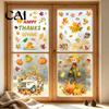 Autumn Theme Ornaments 4 Sheets Harvest Static Window Stickers, Maple Leaves Pumpkins Scarecrow Pickup Truck Store Displays Decals, Removable