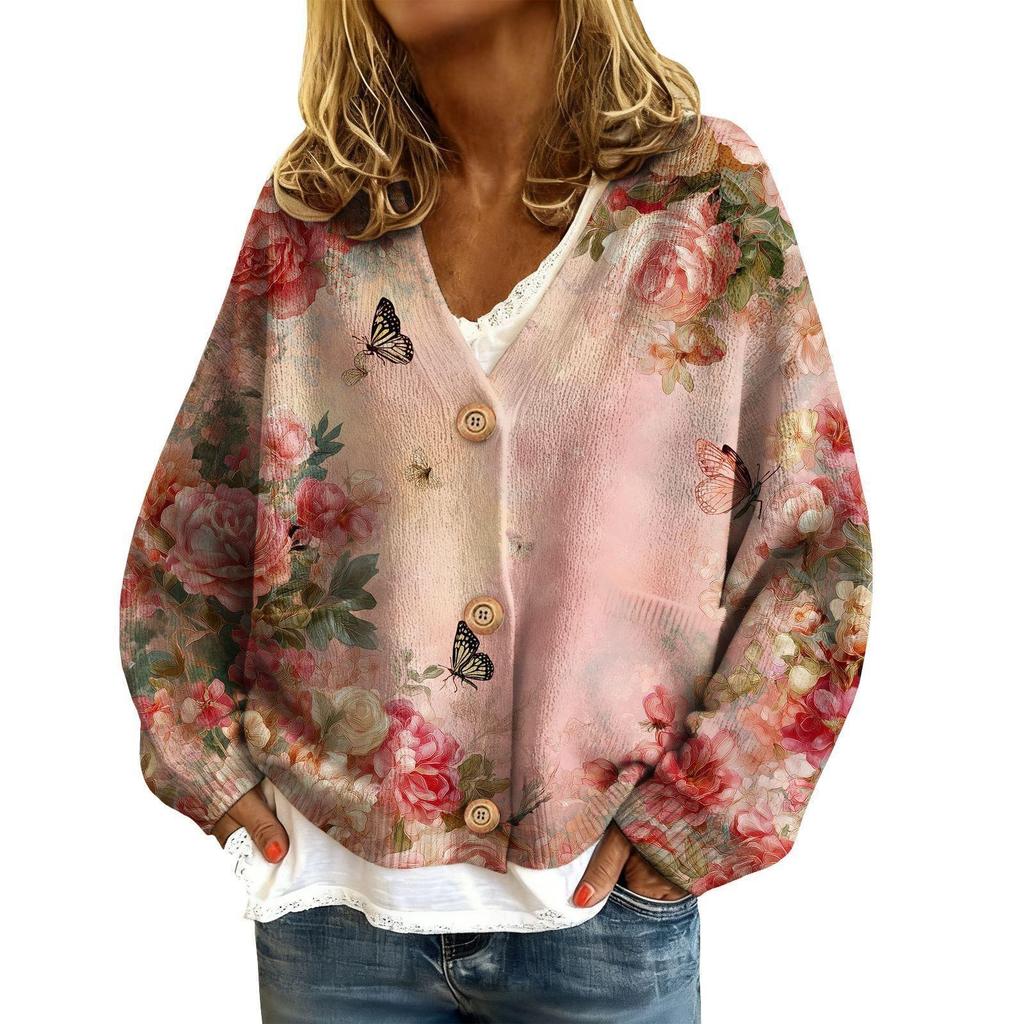 Shengmiao Women's 3D Print Cardigan: 2026 Early Spring/Autumn Knitwear