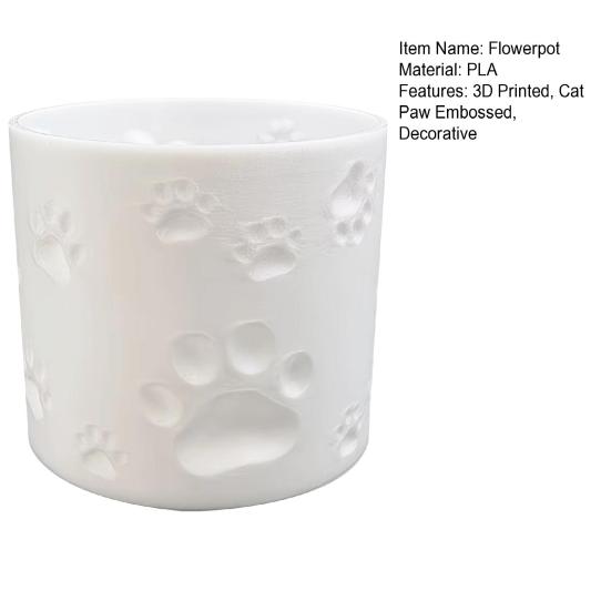 3D Printed Cat Paw Print Flower Pot Cute Small Plant Pot for Desk