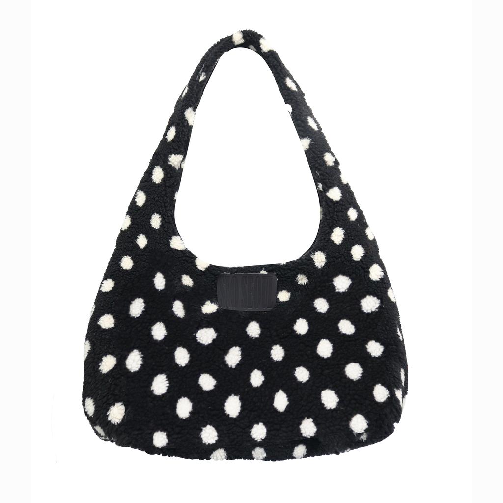 Sio Dot Fluffy Shoulder Bag [Black]