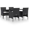 VidaXL Ensemble à manger de jardin avec coussins 5 pcs Noir, ensemble de salle à manger d'extérieur, table et chaise de 3156616