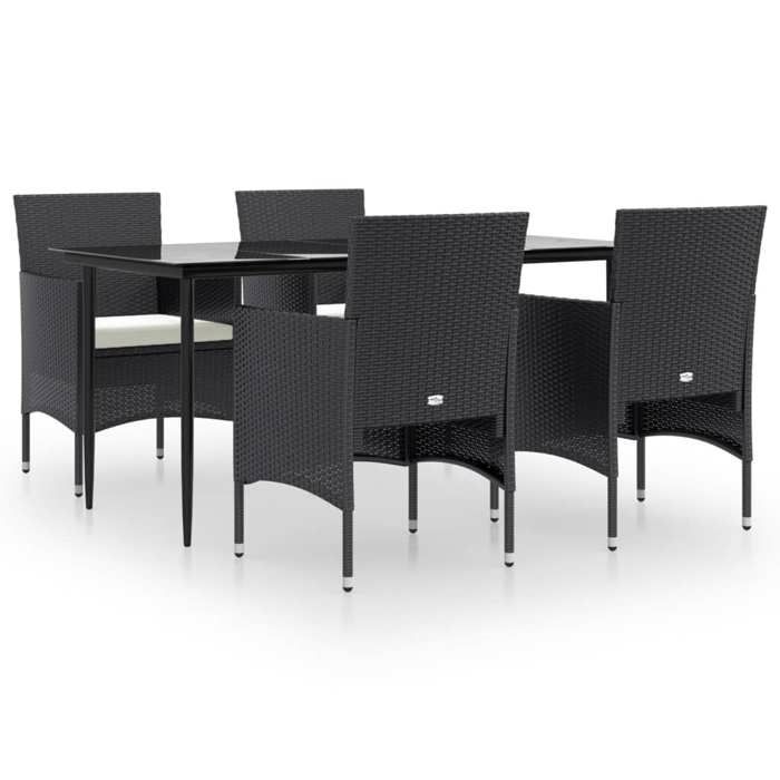 VidaXL Ensemble à manger de jardin avec coussins 5 pcs Noir, ensemble de salle à manger d'extérieur, table et chaise de 3156616