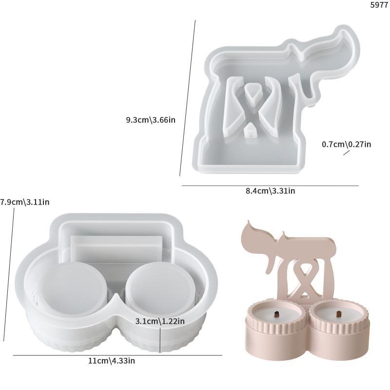 NEW 1set Silicone Candle Holder Mold With Fire Shaped Ornament Mold Silicone Tealight Mould For Plaster Concrete Resin Casting