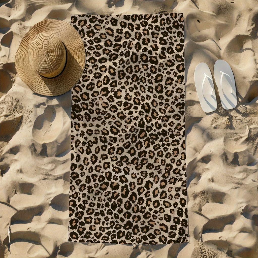 Fashion Leopard Print Beach Towel Enjoy Romantic Beach Moments Quick-Dry Soft Super Absorbent Microfiber Bath Towel Beach