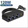 3-in-1-USB-Typ-C-Buchse, 120 W, Auto-Zigarettenanzünder-Splitter, 12 V, 24 V, Schnellladegerät, Telefon-Netzteil für Auto-DVR, GPS, Dashcam