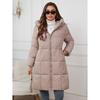 New design slim-fitting hooded women's medium and long thickened waist cotton jacket