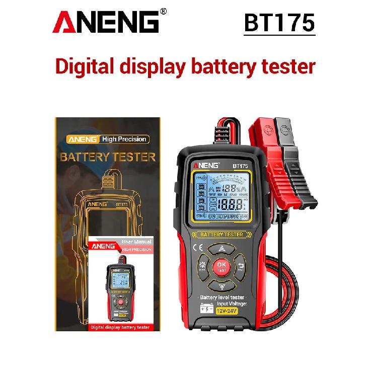 12V 24V Car Battery Tester Digital Automotive Load Tester 50-1999 CCA Battery Analyzer ANENG BT175 With Insulated Alligator Clip BT175