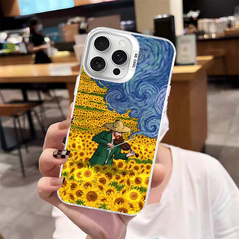 

Художественная картина Ван Гога Для iPhone 15 14 13 Plus 17 16 12 11 Pro Max Матовый Цветной Серебристый Роскошный Чехол для Телефона iPhone 13pro max