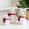 Cartoon Scarf and Hat Snowman Figurine Plush Toy Cartoon Festival Snowman Stuffed Dolls Winter Christmas Desktop Decors