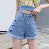 Women Summer Shorts Vintage High Waist Casual Versatile Shorts Slim Solid Color Elegant Embroidery Streetwear Shorts