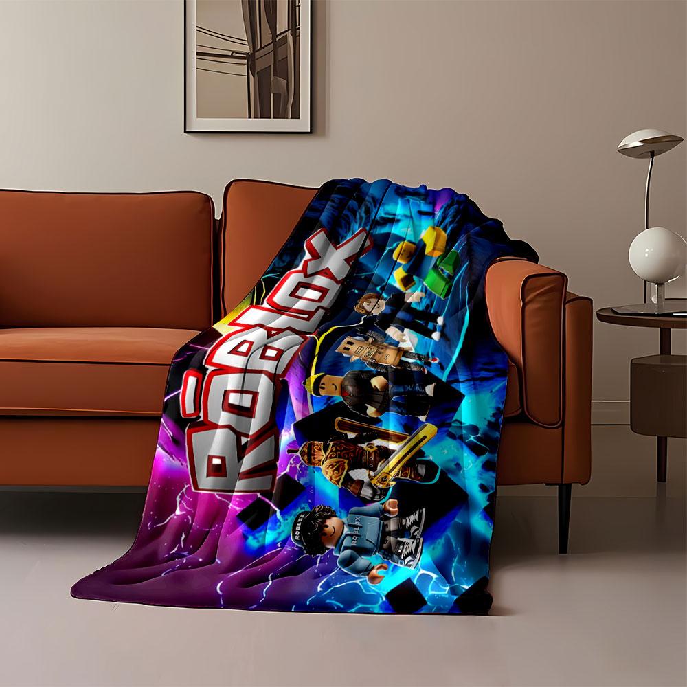 Colorful Characters with "Roblox" Text On a Glowing, Dramatic Background. for All Seasons Blanket Lunch Break Throw Gift