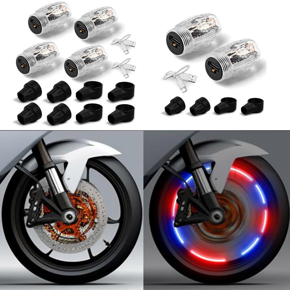 Akumulatorowa dioda LED USB do wentyli opon Wodoodporna konstrukcja Kolorowe miganie Czujnik wibracji do samochodów i motocykli