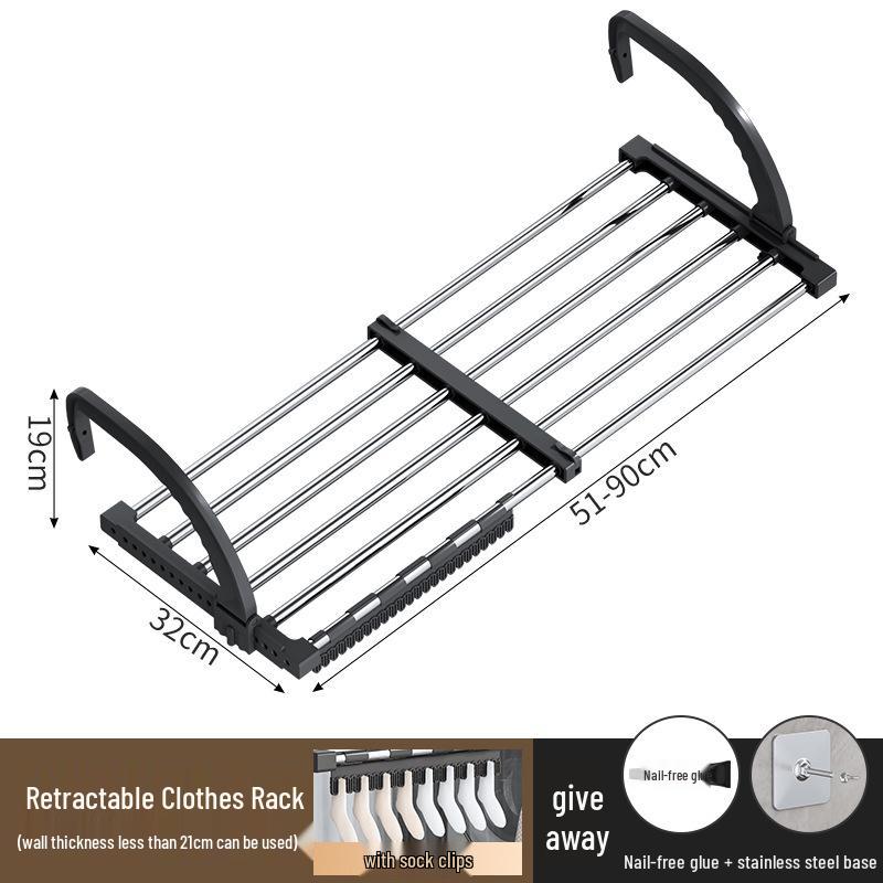 Telescopic Punch-Free Clothes & Shoe Drying Rack for Window Railings and Balcony