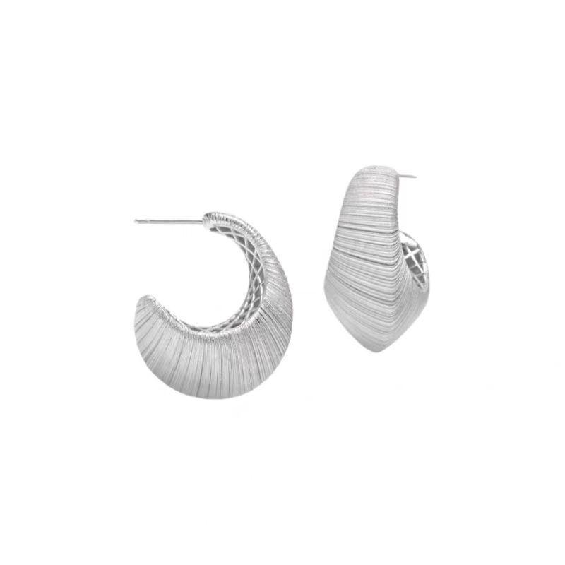 Crescent Arc Brushed Stud Earrings: Luxury, Versatile, High-End Design for Women