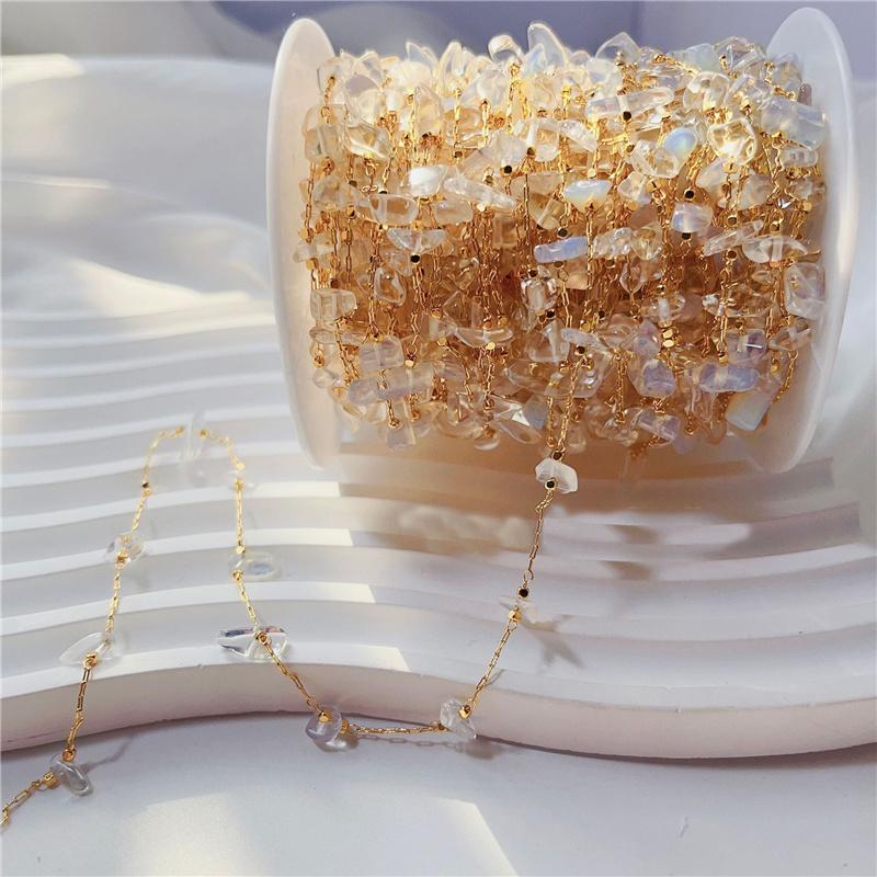 1meter Natural Stone Bead Chains Necklace Bracelets Bulk KC Gold Color Copper Link Chains Lot Supplies for Diy Jewelry Making