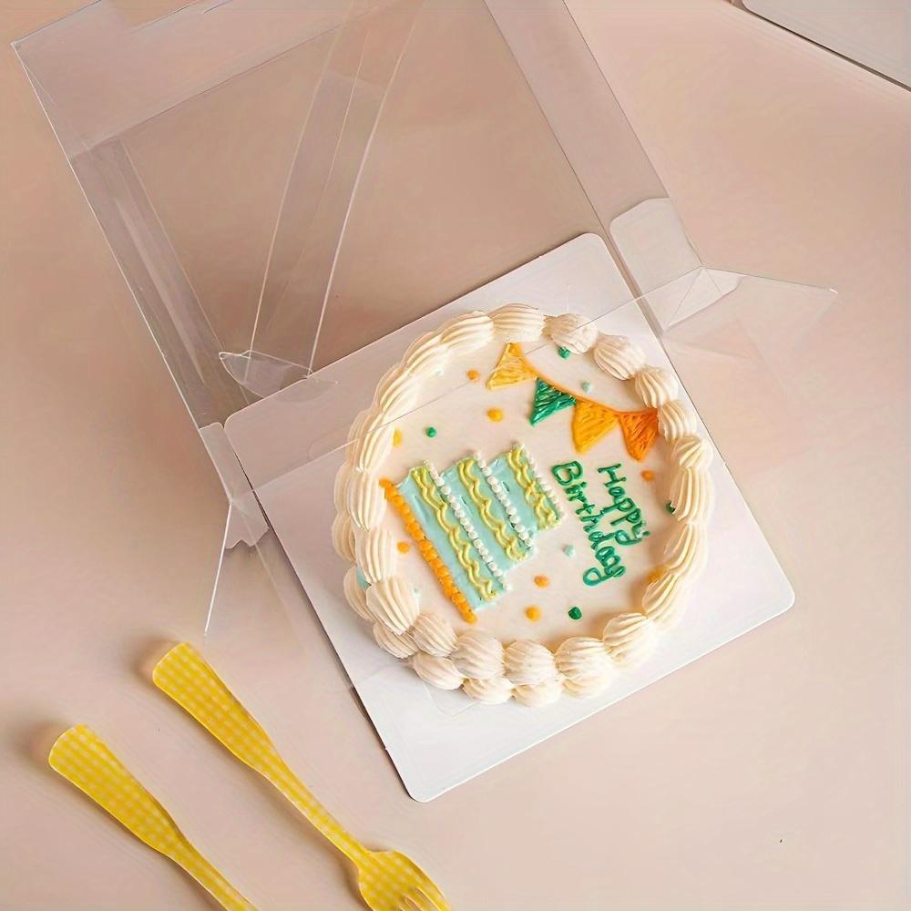 10pcs Transparent Cake Boxes: Foldable with Handles Perfect for Display & Gifting Bakery Delights