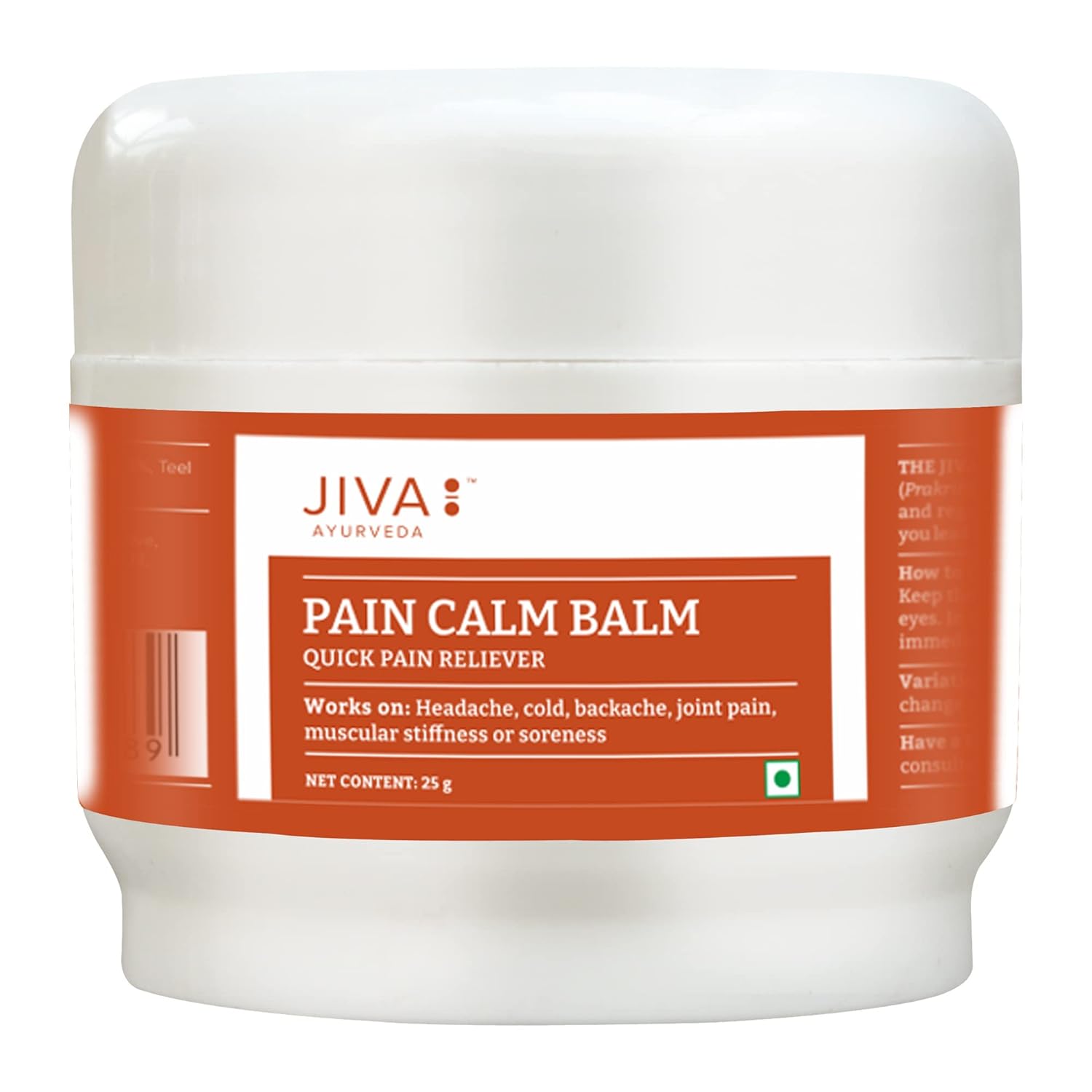 Jiva Pain Calm Balm 25gm Pack Of 1 Natural Balm For Muscular Tension Body Stiffness Joint Flexibility Support & Daily Comfort