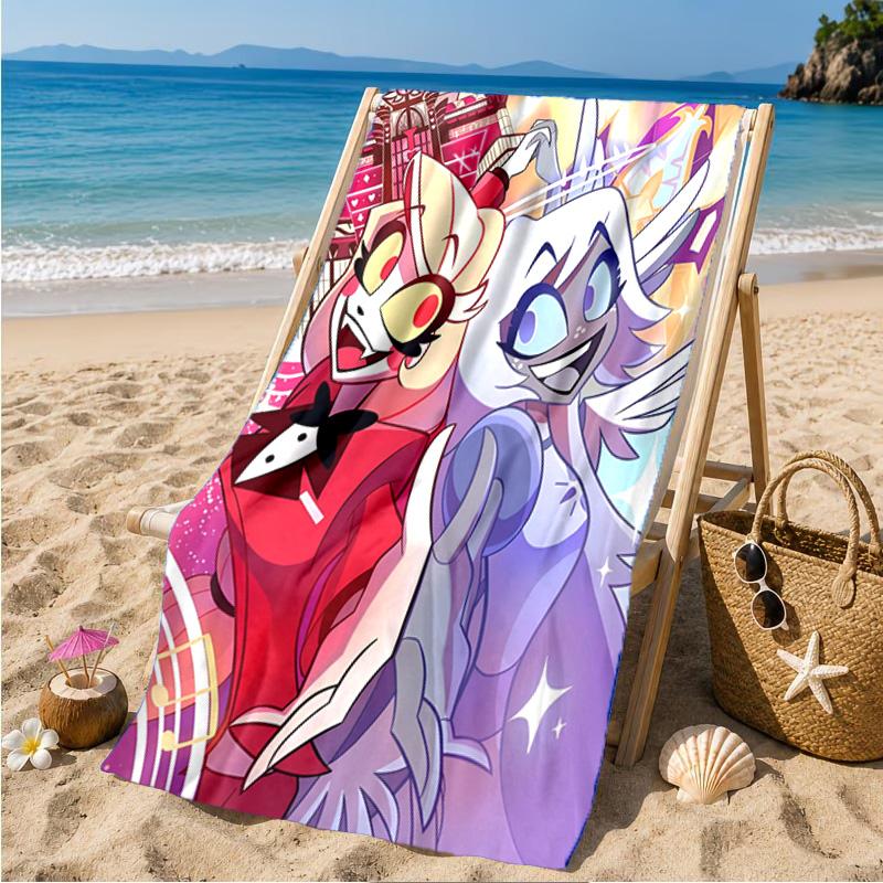 Vibrant Devilish Hazbin Beach Towel Microfiber Beach Towel, Lightweight and Quick-Dry, for Summer Travel, Swimming Pool Fan Birthday Gift