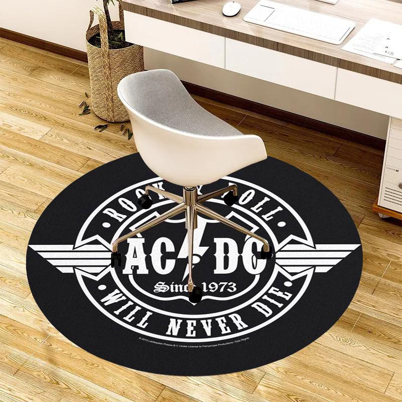 1pc AC/DC Rock and Roll Will Never Die Logo Round carpet, Made of Polyester,Perfect for Decorating Office Chairs, Living Rooms fplt803