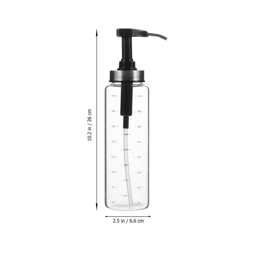300Ml Premium Sauce Dispenser Bottle Glass Body Stainless Steel Pump Precision 8Ml Per Press for Jam Soy Sauce Vinegar Maple