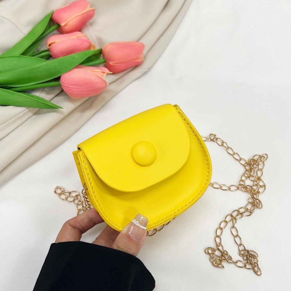 

Women Messenger Bags Shoulder Solid Mini Saddle Bag Chain Small Bag жовтий