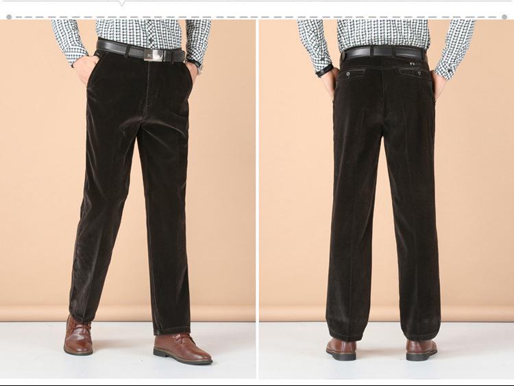 Men's Corduroy High-Waisted Loose Casual Trousers for Autumn/Winter (50+, Large Size)