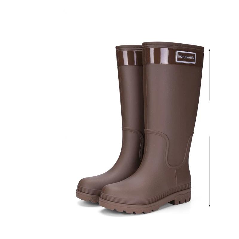 

Женские модные и повседневные уличные водонепроницаемые и нескользящие резиновые сапоги с высоким голенищем 40 кофейный