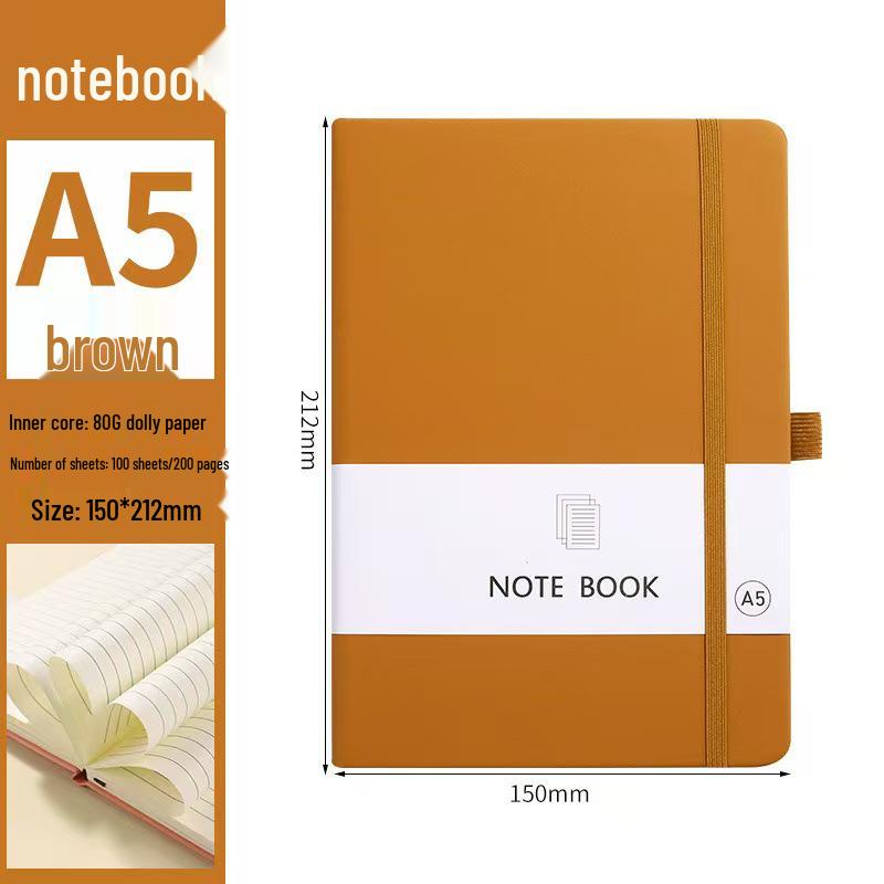 A6/A5 Elastic Band Color Pocket Notebook - Leather Feel, Portable Student Memo