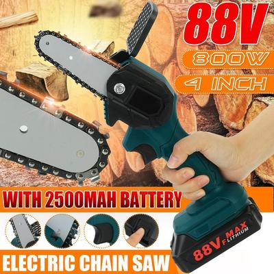88V 800W Electric Chain Saw Lithium Battery Mini Pruning One-handed Garden Tool With Chain Saws Rechargeable Woodworking Tool