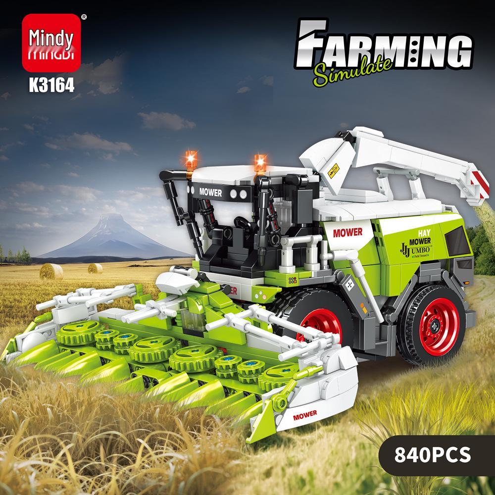 Mindi Grass Harvester for LEGO-Compatible Farmer Tractor Toy