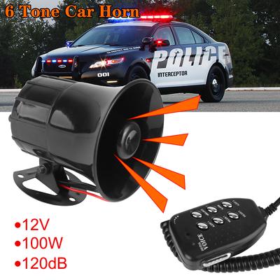 12V 100W Klakson do auta Hlasitý reproduktor Automobilový výstražný alarm Megafon Vzduchový klakson Multitónový klakson 120DB Hlasitý 6 tónů Policejní siréna