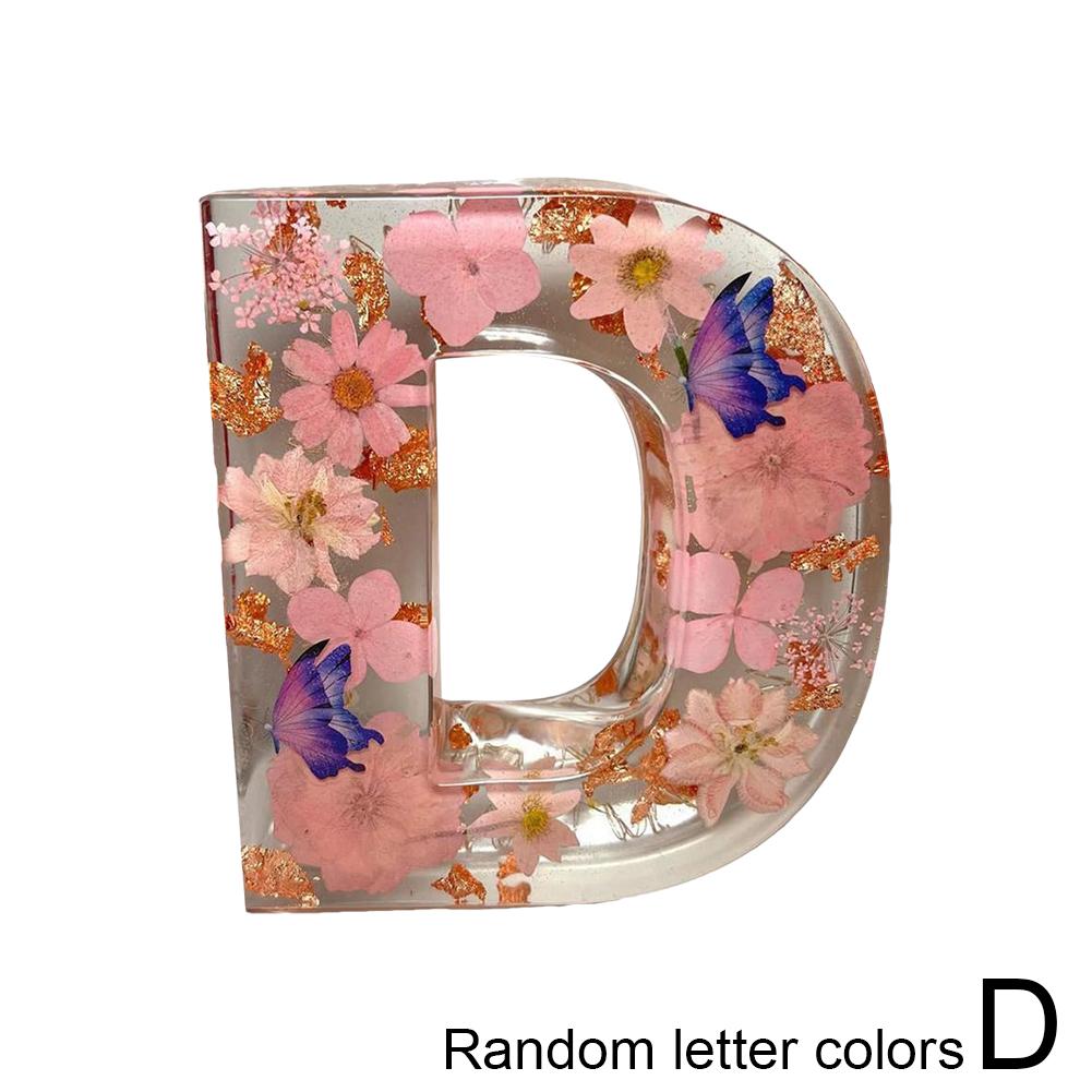 Floral Letter Night Light Alphabet Letter LED Lights Luminous Number Lamp Decorative Resin Lamp With Initial Letter & Dry Flower