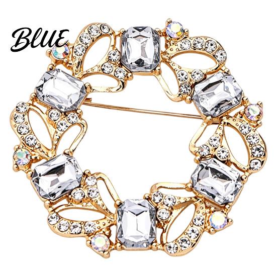 Formal Outfit Embellishment Women Rhinestone Hollow Wreath Brooch Dainty Decorative Badge Brooch Pin Sweater Cardigan Coat Dress Jewelry Accessories