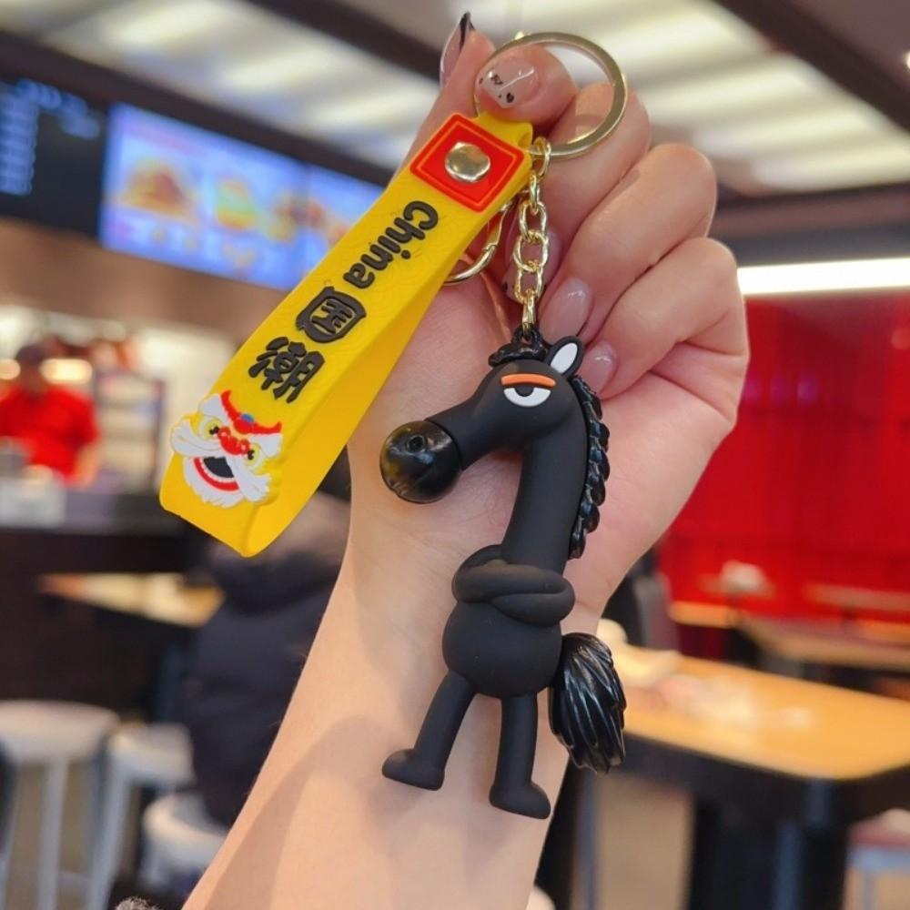 Cute Lucky Horse Keyring Traditional New Year Keyring Funny Animal Car Keychain  Bag Decoration