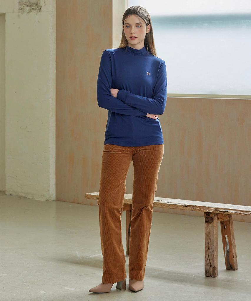 APPLE+RIND Warm Brushed Half-Neck T-Shirt_Navy