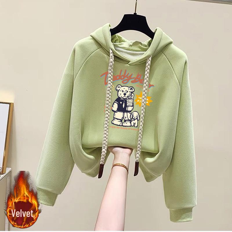 Women's Fleece-Lined Hooded Sweatshirt - New 2024 Petite Winter Dopamine Style