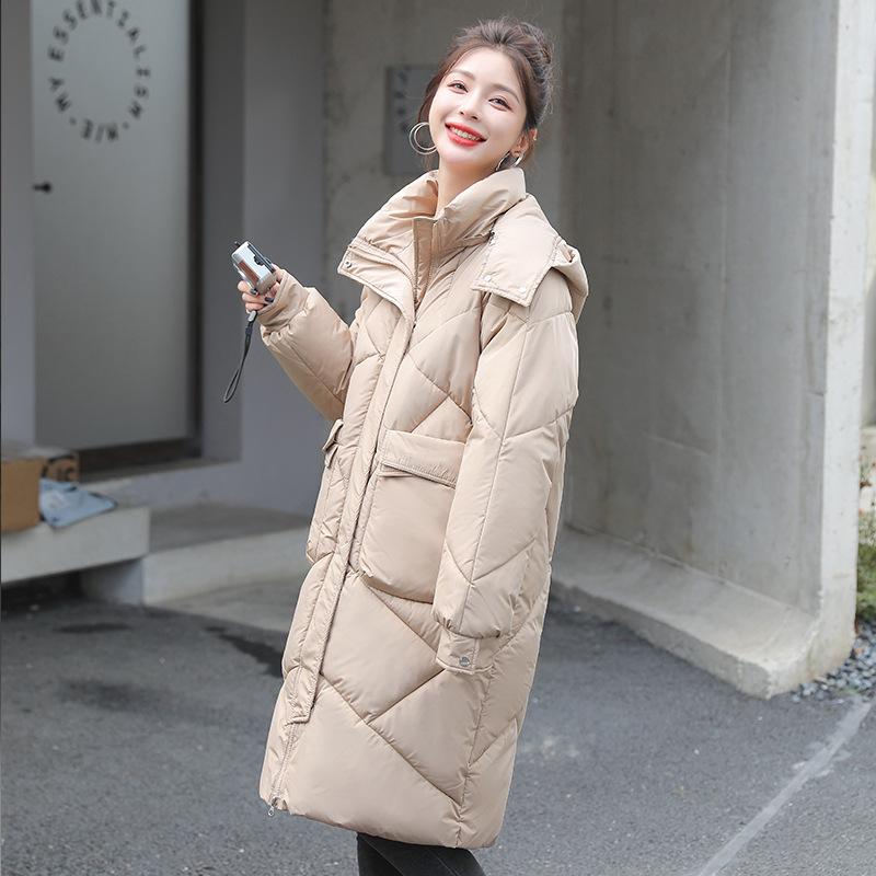 Down and Cotton Jacket Women's Mid-length 2025 New Korean Version Loose Cotton Jacket Plus-size Thickened Hooded Winter Jacket