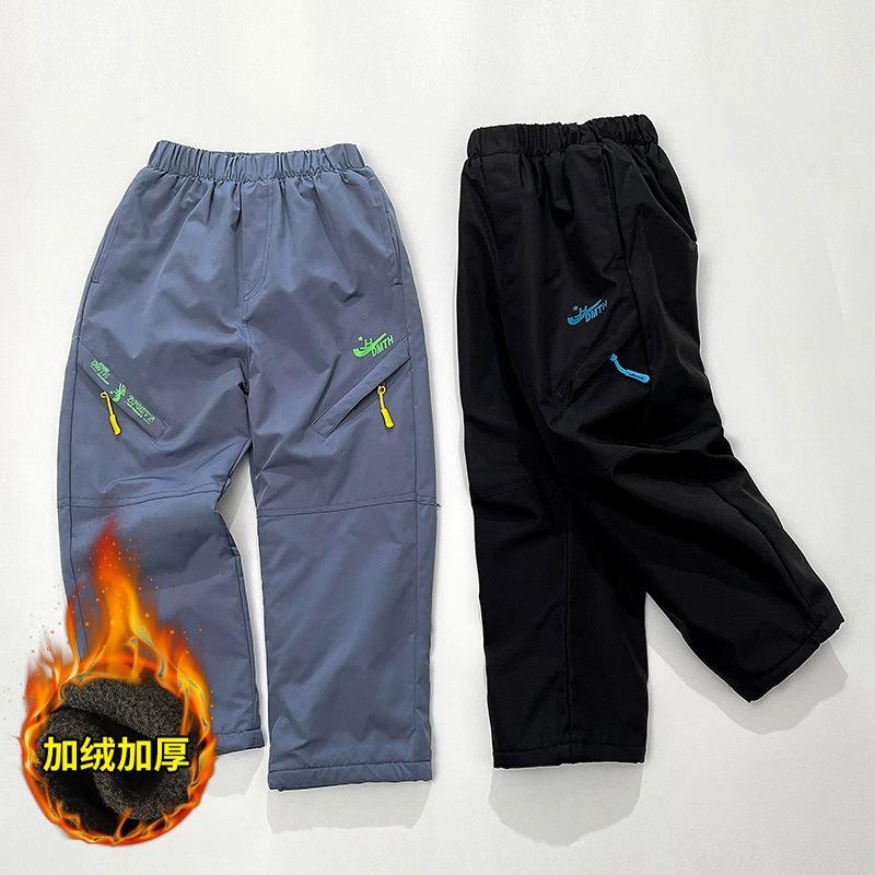 Kids Fleece Lined Windproof Warm Outdoor Casual Sports Pants For Boys And Girls