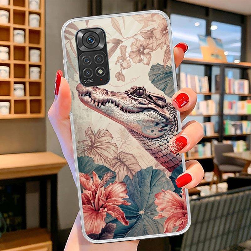 Crocodile Animal Cover Phone Case For Xiaomi Redmi Note 15 14 13 12 11 10 Pro Plus 14S 12S 11S 11T 11E 10S Soft Fundas Shell Red