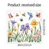 Fresh Hand-Painted Flower Butterfly Static Cling UV Window Sticker for Glass Window Home Decoration