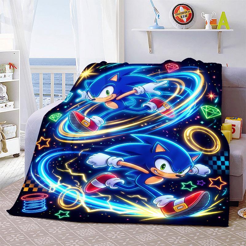 Sonic Anime Blanket Flannel Throw Soft Warm Lightweight Blanket for Sofa Bed Cozy Home Decoration -QJY