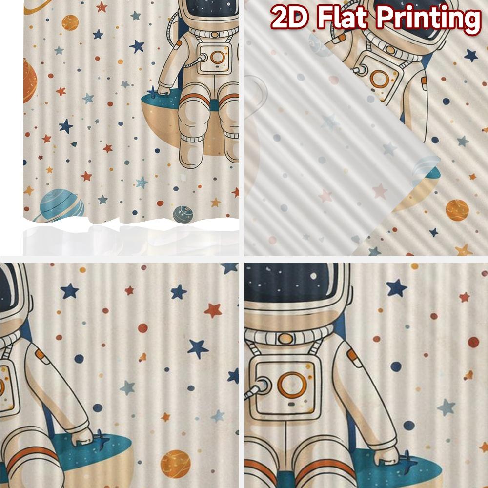 2D FLAT PRINTING 2pcs Curtains (Without Rod) Astronaut Among Stars Popular Window Curtain Fabric Curtains Gift for Living Room,