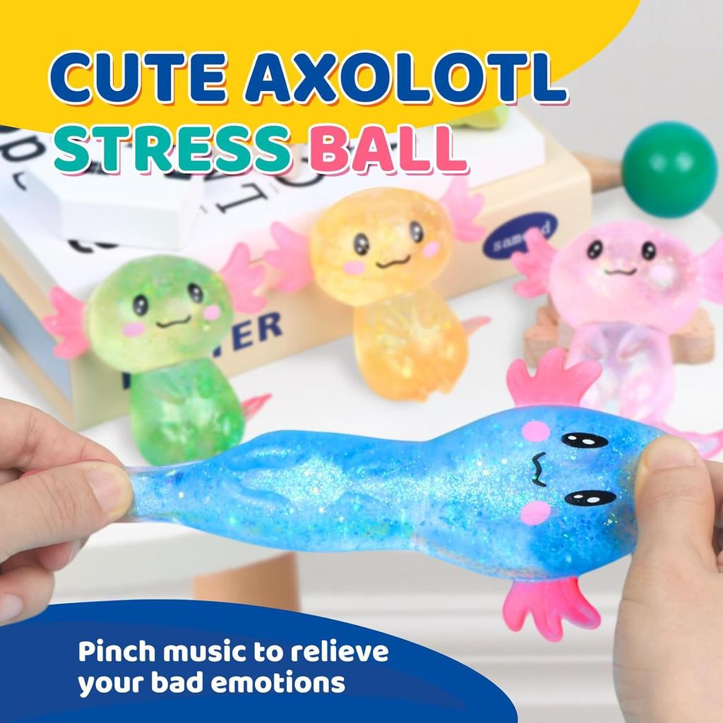 Squishy Axolotl Langsam Aufgehend Knet-Stressabbau-Spielzeug Glitzer Fidget Anti-Stress-Spielzeug Entlüftungs-Stressball Partygeschenk Geburtstagsgeschenk