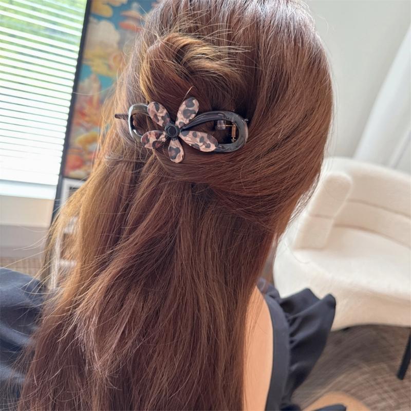 Elegant Leopard Print Acrylic Twist Hair Clip Secure NonSlip Hair Grip For Women Girl Daily Hair Styling Accessories