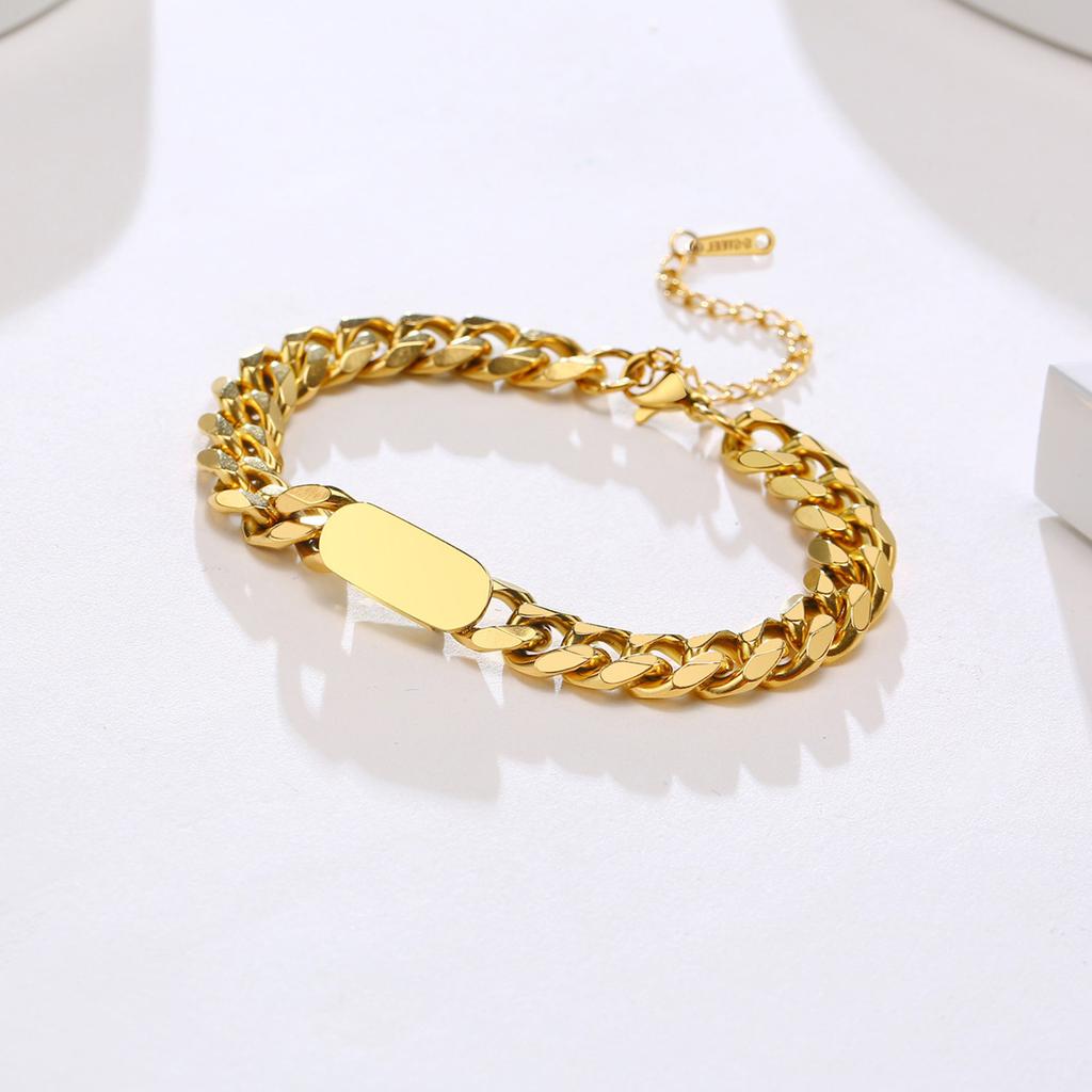 Initialen Cuban Chain Armbänder für Männer Jungen, Alphabet A-Z 26 Buchstaben Edelstahl Kette Armband Verstellbar, Trend Schmuck Geschenk