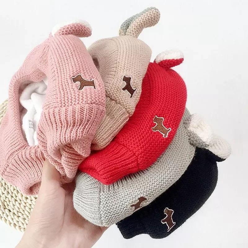 Kawaii Knitted Hat for Medium Large Dogs Autumn Winter Dog Accessories Pet Outdoor Supplies Labrador French Bulldog Headwear