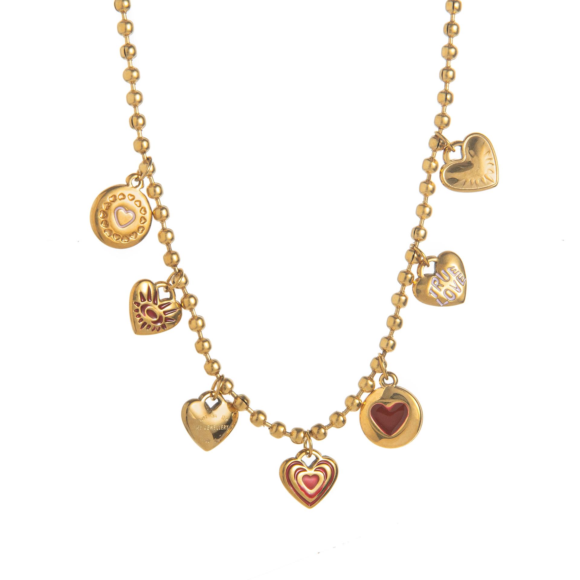 Colorful Geometric Candy Pendant Necklace, Stainless Steel with 18K Gold Plating